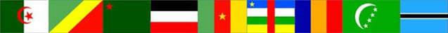 Flags from: Algeria, Congo, Benin, Burkina Faso, Cameroon, Central Africa, Chad, Comoros, Botswana