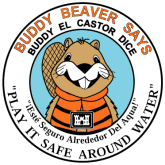 Buddy Beaver, our water safety mascot.