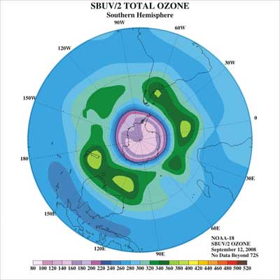 Total ozone image for September 12 2008.