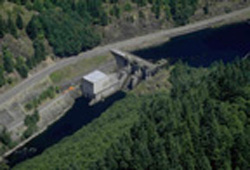 Aerial view of Big Cliff regulating Dam