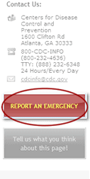 Snap shot of "Report an Emergency" button