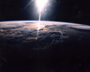 Sunlight over Earth as seen by STS-29 crew