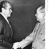 In this Feb 21, 1972 file photo, U.S. President Richard Nixon shakes hands with Chinese Communist party leader Chairman Mao Zedong during Nixon's groundbreaking trip to China