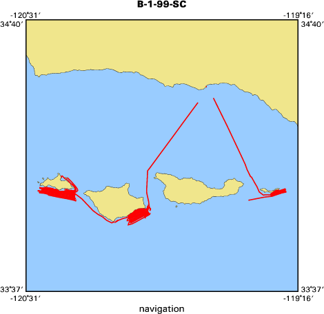 B-1-99-SC map of where navigation equipment operated