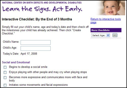 Photo: Screen shot of Interactive Checklist