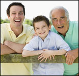 Photo: A boy with his father and grandfather