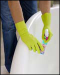 Photo: Disinfecting a bath tub