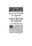 Relation du voyage du Port-Royal de l'Acadie, ou de la Nouvelle-France