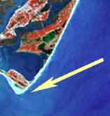 infrared satellite image of Assateague Island National Seashore