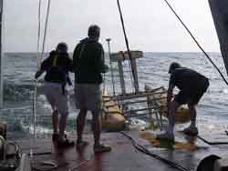 Deployment of chirp system from the R/V Atlantic Surveyor.