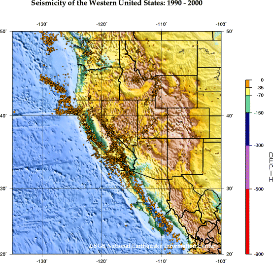 Seismicity of the Western United States