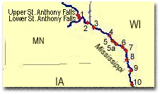 Map of the Mississippi Locks and Dams.