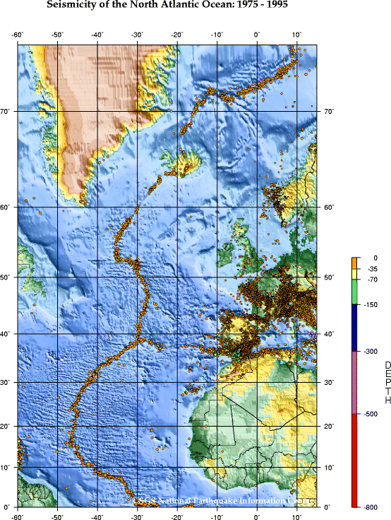 Seismicity of the North Atlantic Ocean