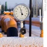 Gas pressure gauge on the main gas pipeline from Russia in the village of Boyarka, Ukraine,03 Jan 2009