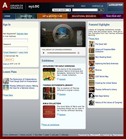 Homepage of myLOC.gov. 2008