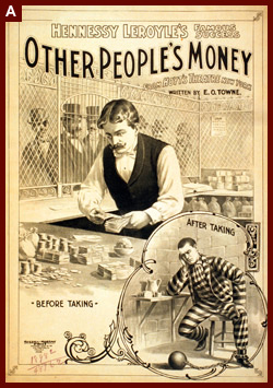 "Hennessy Leroyle's Famous Success, Other People's Money from Hoyt's Theatre New York : Written by E.O. Towne," ca. 1898