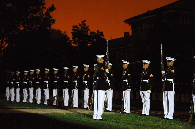 Silent Drill Platoon performs at the Evening Parade on August 29, 2008