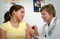 Girl receives vaccination