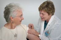 Woman receives vaccination