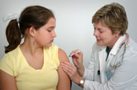 Girl receives vaccination