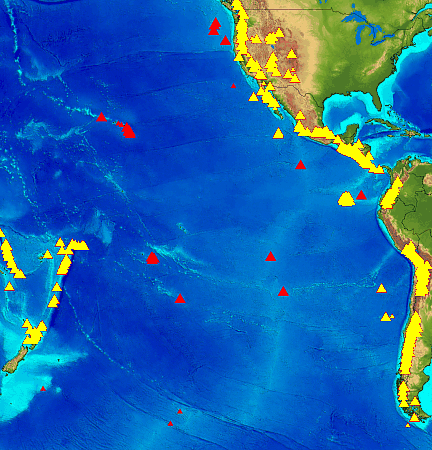 Map of Volcanoes of Hawaii and the Pacific Ocean