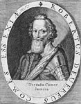 The portrait of Robert Devereux, Earl of Essex, favorite of Queen Elizabeth, engraved by Willem de Passe. From Henry Holland's 

Herwologia Anglica

, 1620). [39]
