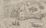 Engraved view of Cartagena by Boazio, in the smaller version, as it appears with Bigges' narrative of 1588. [With 20] 
