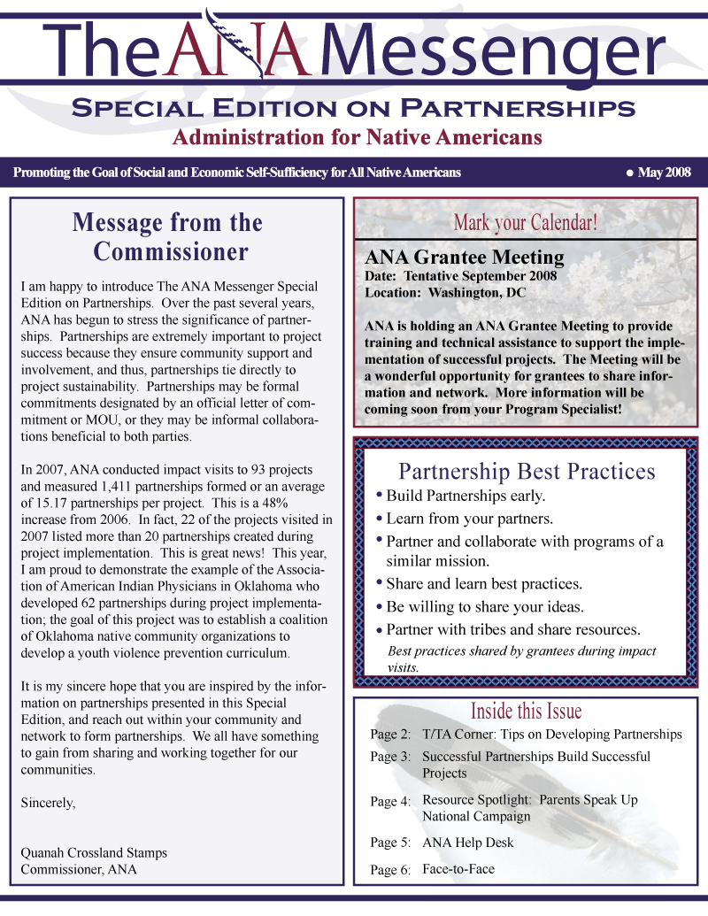 ANA - Special Partnerships Edition of the Messenger Page 1