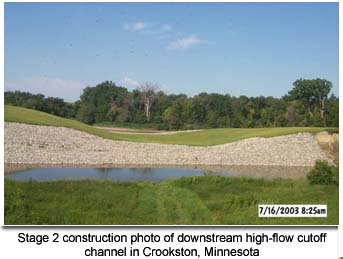 Photo of downstream high-flow cutoff channel.