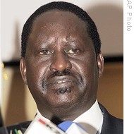 Kenyan PM Raila Odinga, speaks to the media in Nairobi, 07 Dec 2008