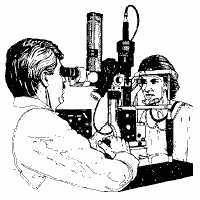 Image of a doctor performing an eye exam.