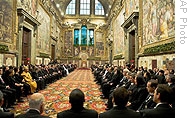 Pope Benedict XVI during the traditional speech to the Holy See's diplomatic corps, at the Vatican, 08 Jan 2009