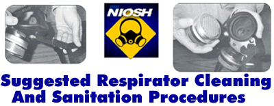 suggested respirator cleaning and sanitation procedures-hands examining a respirator