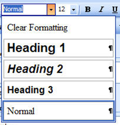 Screen capture of the text tool showing the dropdown menu to select other styles.