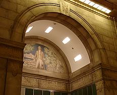 Photo:  Jefferson mural in the Science and Business Reading Room.