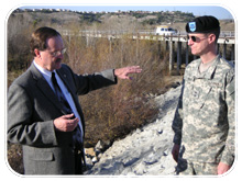 Mayor Jim Wood, City of Oceanside, discusses the challenges of clearing the San Luis Rey river with Major General Don Riley, Director of Civil Works, USACE