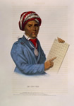 Se-Quo-Yah, half-length portrait, seated, facing right, holding Cherokee alphabet. LC-USZC4-2566