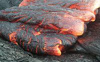 Detail of lava overriding itself at front of breakout in Kohola arm of Mother's Day flow, Kilauea volcano, Hawai'i
