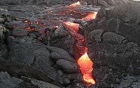 Narrow breakout in Kohola arm of Mother's Day flow, Kilauea volcano, Hawai'i