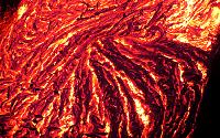 Close-up of twisting, folding crust on breakout in Kohola arm of Mother's Day flow, Kilauea volcano, Hawai'i