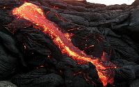 Narrow streaming breakout in Kohola arm of Mother's Day flow, Kilauea volcano, Hawai'i