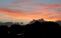 Dawn sky overlooks tiny breakout in Kohola arm of Mother's Day flow, Kilauea volcano, Hawai'i