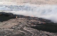 Lava in Mother's Day flow spreads across Highcastle beach, Kilauea volcano, Hawai'i