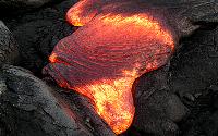Lava dropping into depression in Highcastle lobe, Kilauea volcano, Hawai'i