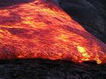 Closer view of laterally spreading breakout flowing toward camera and shown in still for today, Kilauea volcano, Hawai`i