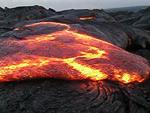 Laterally spreading breakout flowing toward camera and shown in still for today, Kilauea volcano, Hawai`i