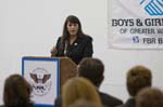 Roxanne Spillett, President and CEO of Boys & Girls Clubs of America, discusses the impact of her organization at a National Volunteer Week event in Washington, DC. On April 28, 2008, Actor Stephen Baldwin, singer Michael W. Smith, and other members of the President’s Council on Service and Civic Participation join White House officials and nonprofit leaders at a Boys & Girls Club in Southeast Washington to highlight the importance of youth service and recognizing youth volunteers. Youth members of the BGCGW FBR Keystone Club were presented with the President's Volunteer Service Award for their exemplary community service project 