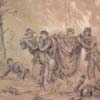 Thumbnail image of Alfred Waud's "Wounded Escaping from the Burning Woods in the Wilderness, May 6, 1864 (Pencil and Chinese white on brown paper)"
