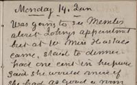 1889 diary page kept during her tenure as president of the American Red Cross and the Johnstown, Pennsylvania flood