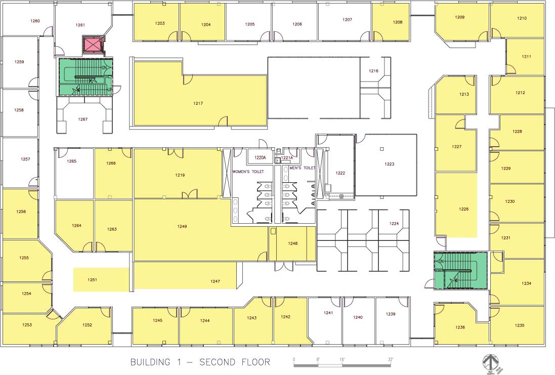 Map of Building 1, second floor